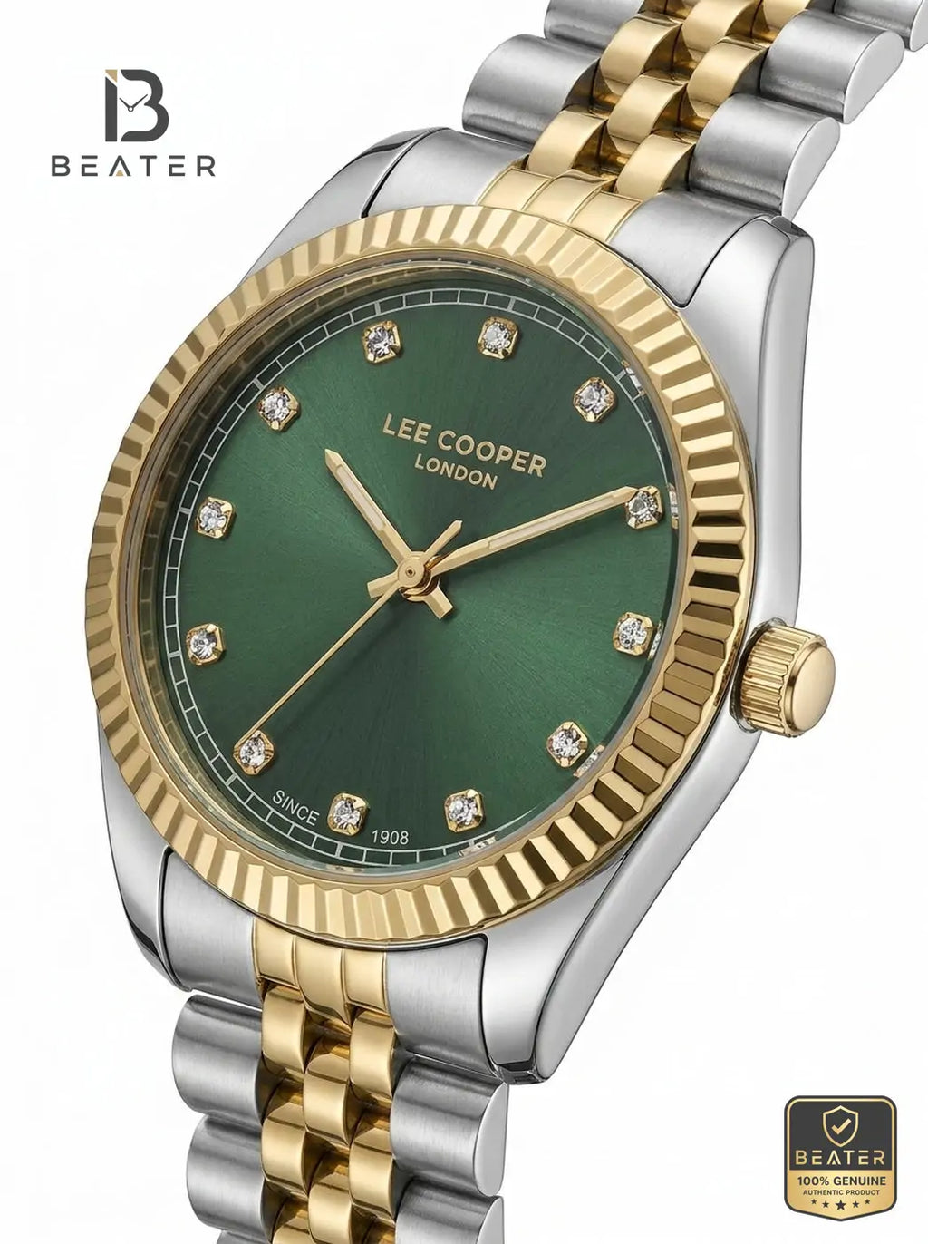 Lee Cooper LC08400.270 Women's Green Metal Strap Watch - View 4 - Beater
