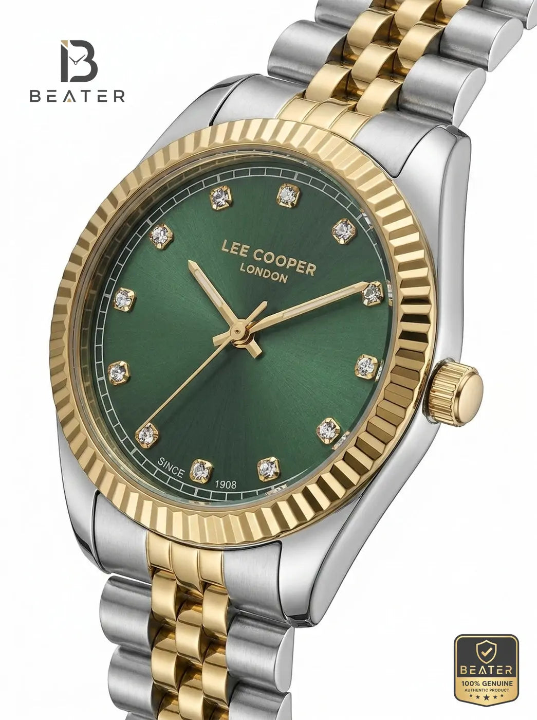 Lee Cooper LC08400.270 Women's Green Metal Strap Watch - View 4 - Beater