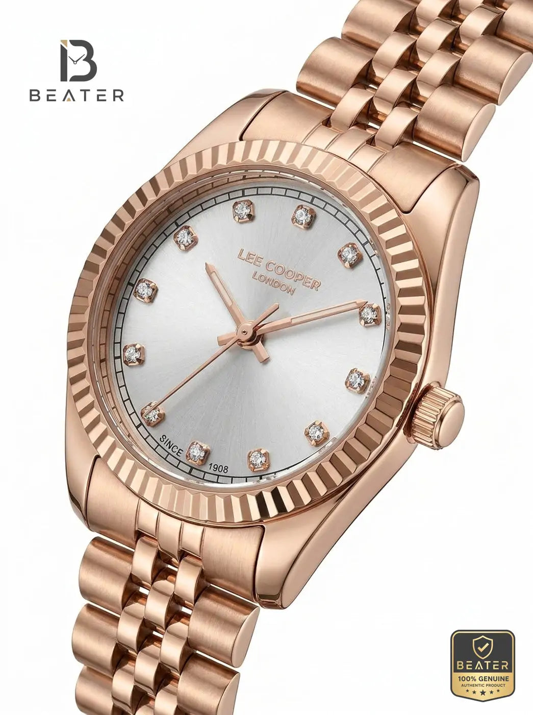 Lee Cooper LC08400.430 Women's Silver Dial Metal Strap Watch - View 4 - Beater