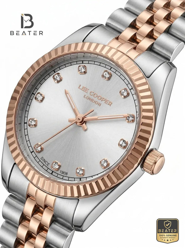 Lee Cooper LC08400.530 Women's Silver Dial Gold Metal Strap Watch - View 3 - Beater
