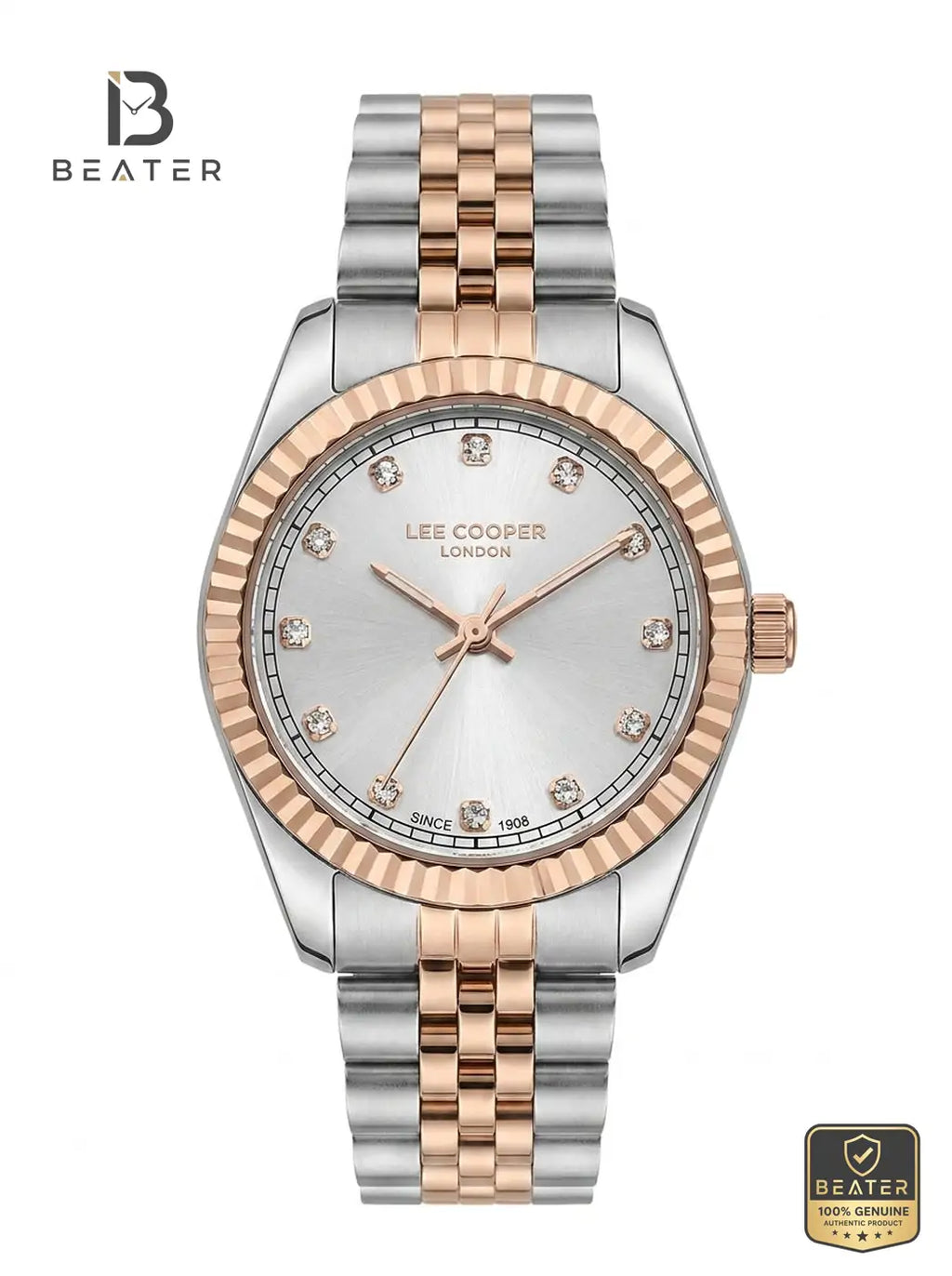 Lee Cooper LC08400.530 Women's Silver Dial Gold Metal Strap Watch - Beater