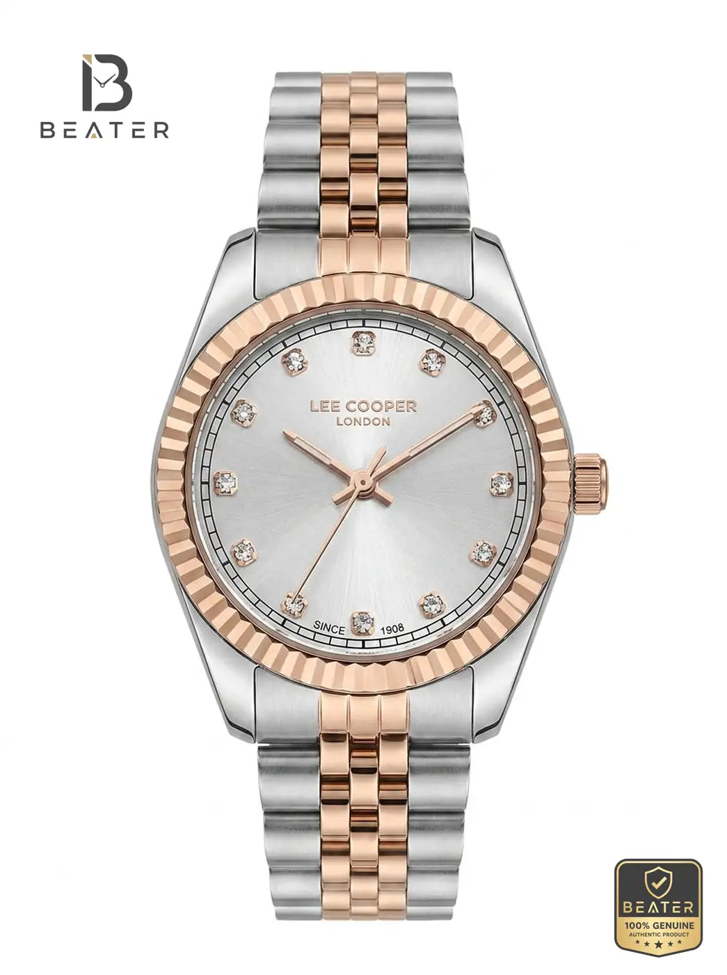 Lee Cooper LC08400.530 Women's Silver Dial Gold Metal Strap Watch - Beater Main image
