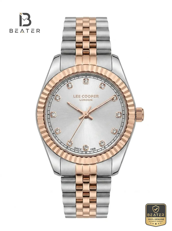 Lee Cooper LC08400.530 Women's Silver Dial Gold Metal Strap Watch - Beater