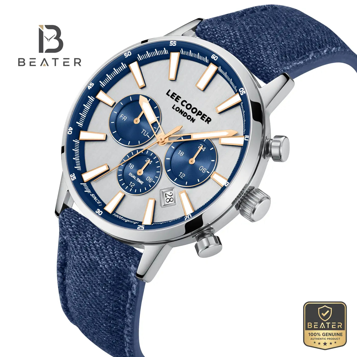 Lee Cooper LC08401.339 Men's Silver Leather Strap Watch Secondary image