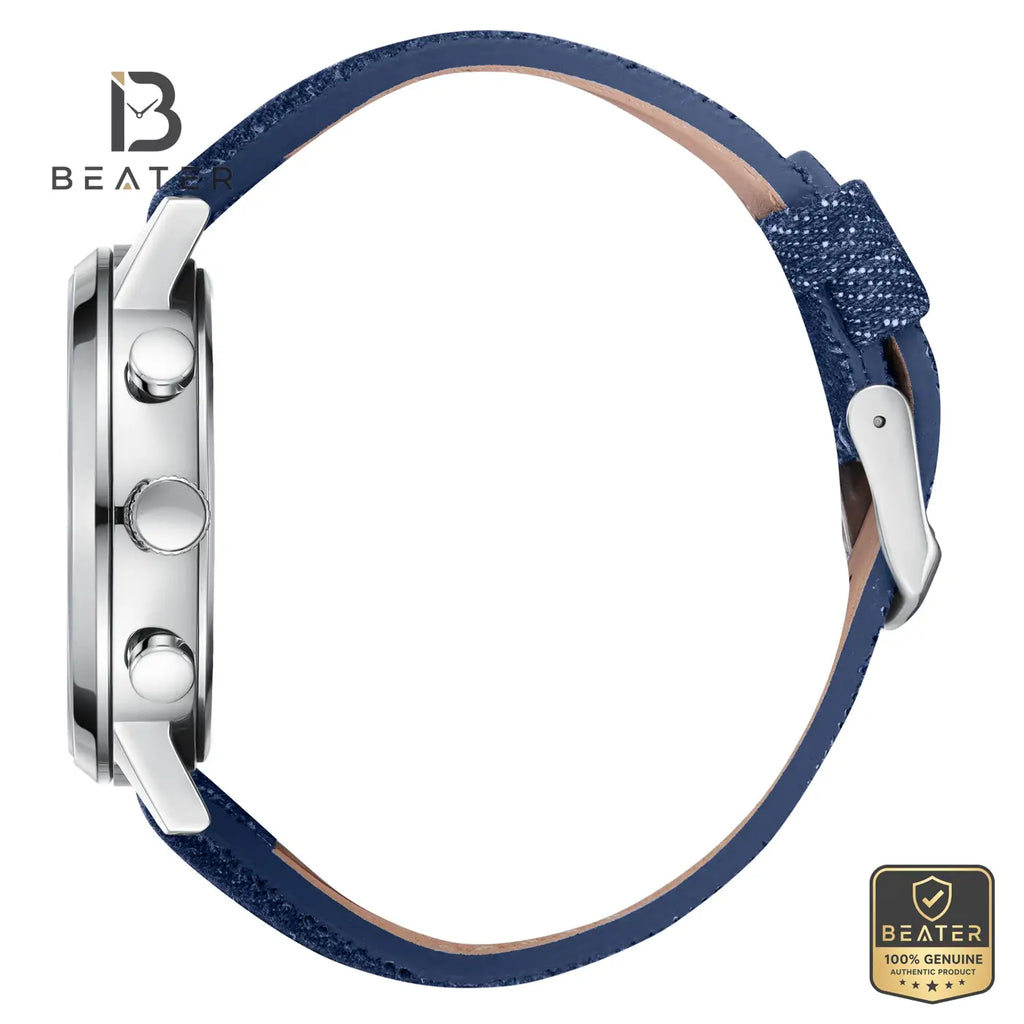 Lee Cooper LC08401.339 Men's Silver Leather Strap Watch - View 3 - Beater