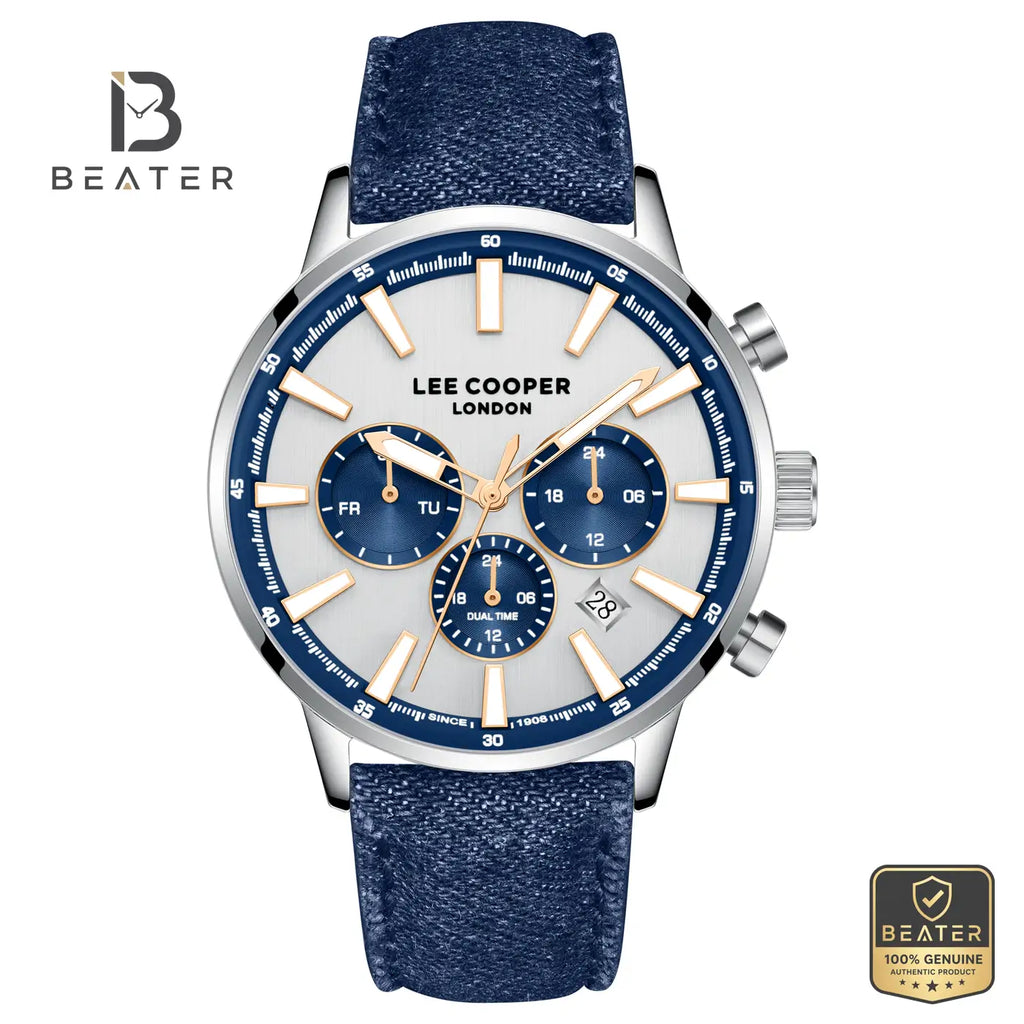 Lee Cooper LC08401.339 Men's Silver Leather Strap Watch - Beater