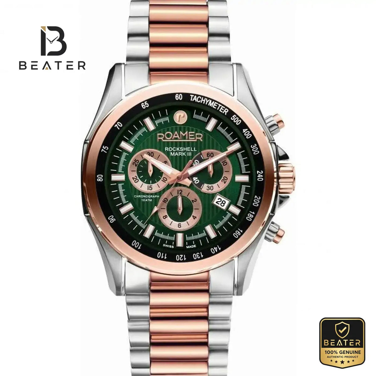 Roamer 220837-49-75-20 Men's Green Stainless Steel Chronograph Watch - View 2 - Beater
