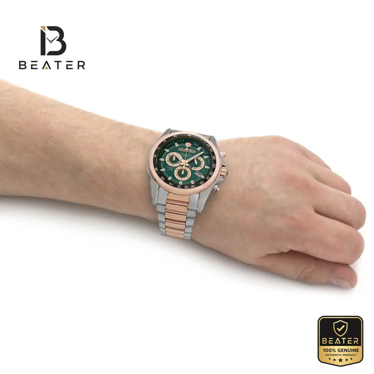 Roamer 220837-49-75-20 Men's Green Stainless Steel Chronograph Watch - View 3 - Beater