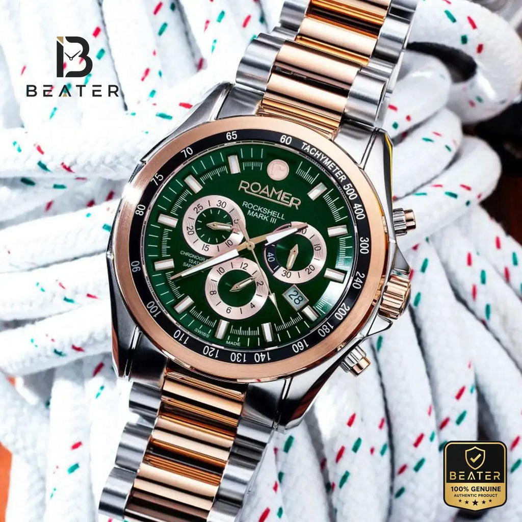 Roamer 220837-49-75-20 Men's Green Stainless Steel Chronograph Watch - Beater