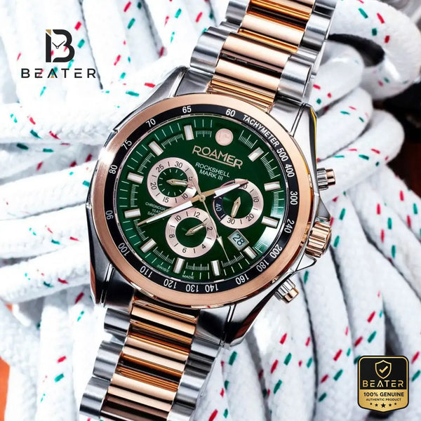 Roamer 220837-49-75-20 Men's Green Stainless Steel Chronograph Watch - Beater