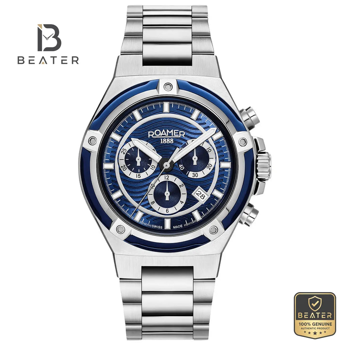 Roamer 221837-41-45-20 Men's Blue Stainless Steel Chronograph Bracelet Watch - Beater Main image