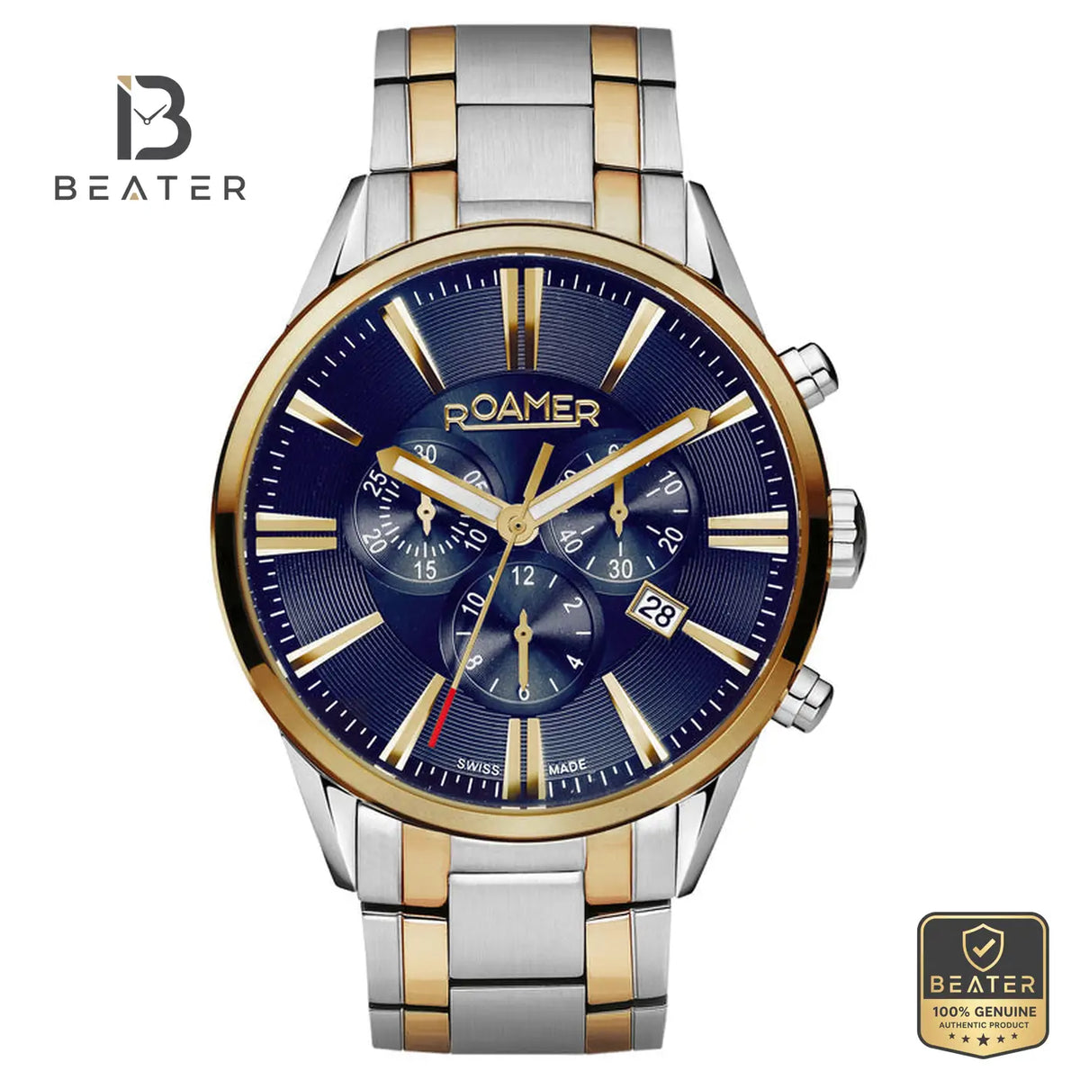 Roamer 508837-41-55-50 Men's Black Dial Metal Bracelet Watch - Beater