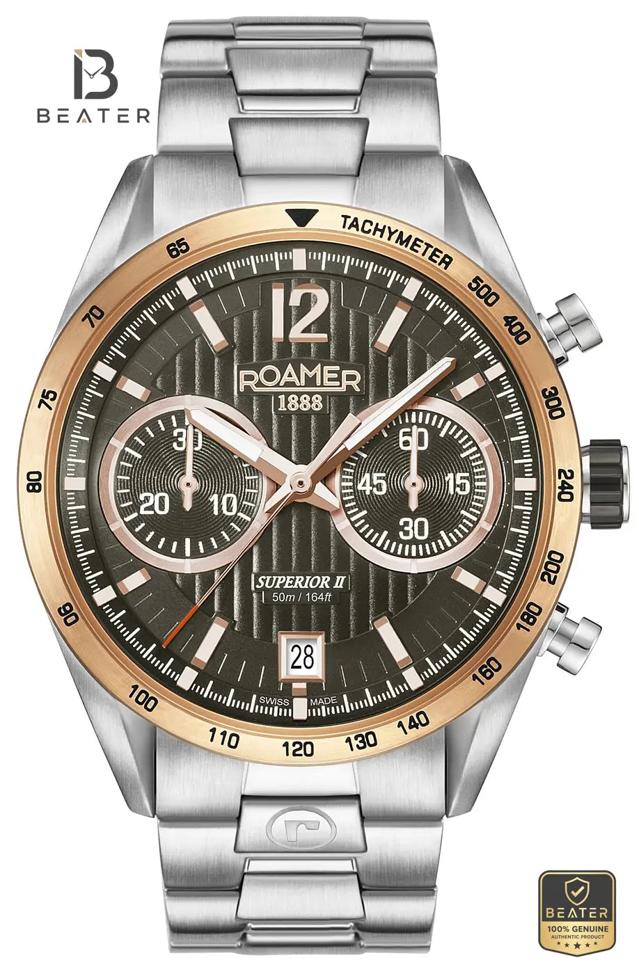 Roamer 510902-49-64-50 Men's Brown Stainless Steel Bracelet Watch - Beater Main image