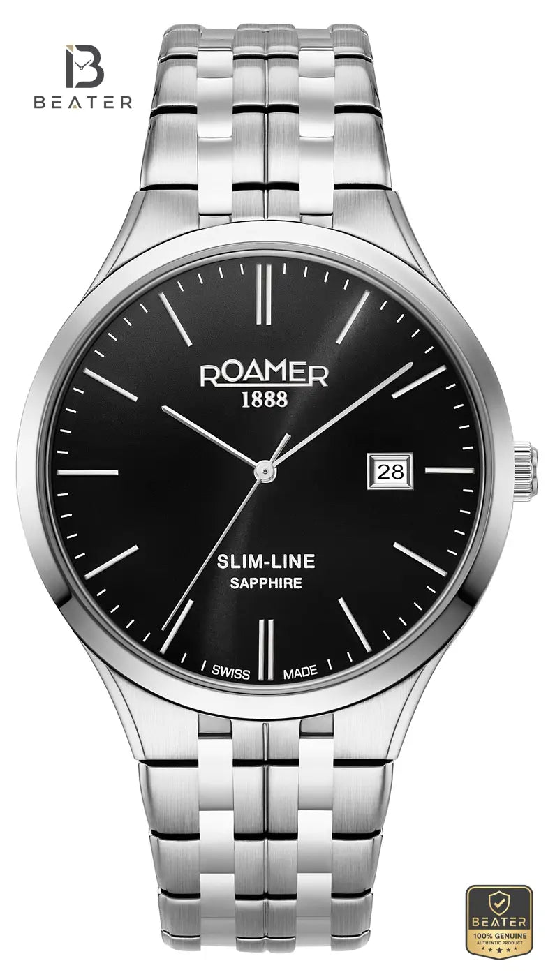 Roamer 512833 41 55 20 Men's Black Dial Stainless Steel Bracelet Watch - Beater Main image