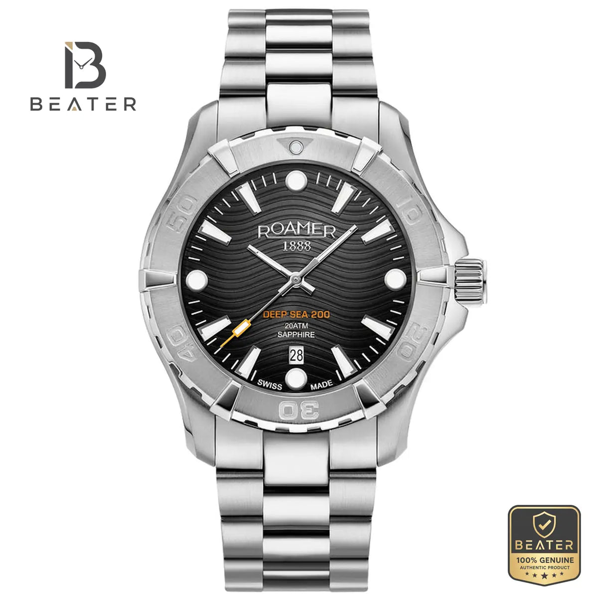 Roamer 860833 41 55 70 Deep Sea 200 Men's Black Dial Stainless Steel Bracelet Watch - Beater Main image