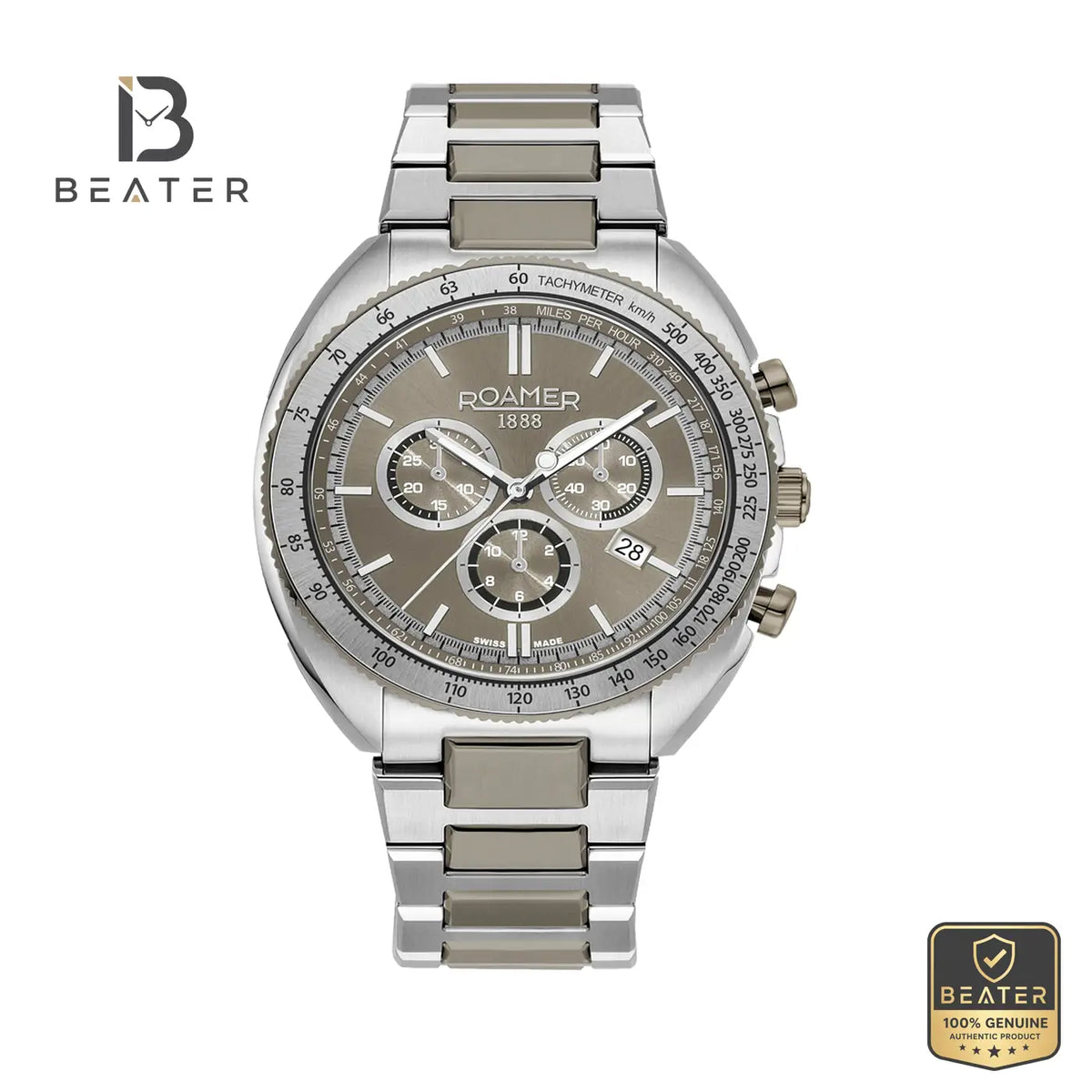 Roamer 868837 44 45 70 Men's Warm Grey Dial Metal Bracelet Watch - Beater Main image