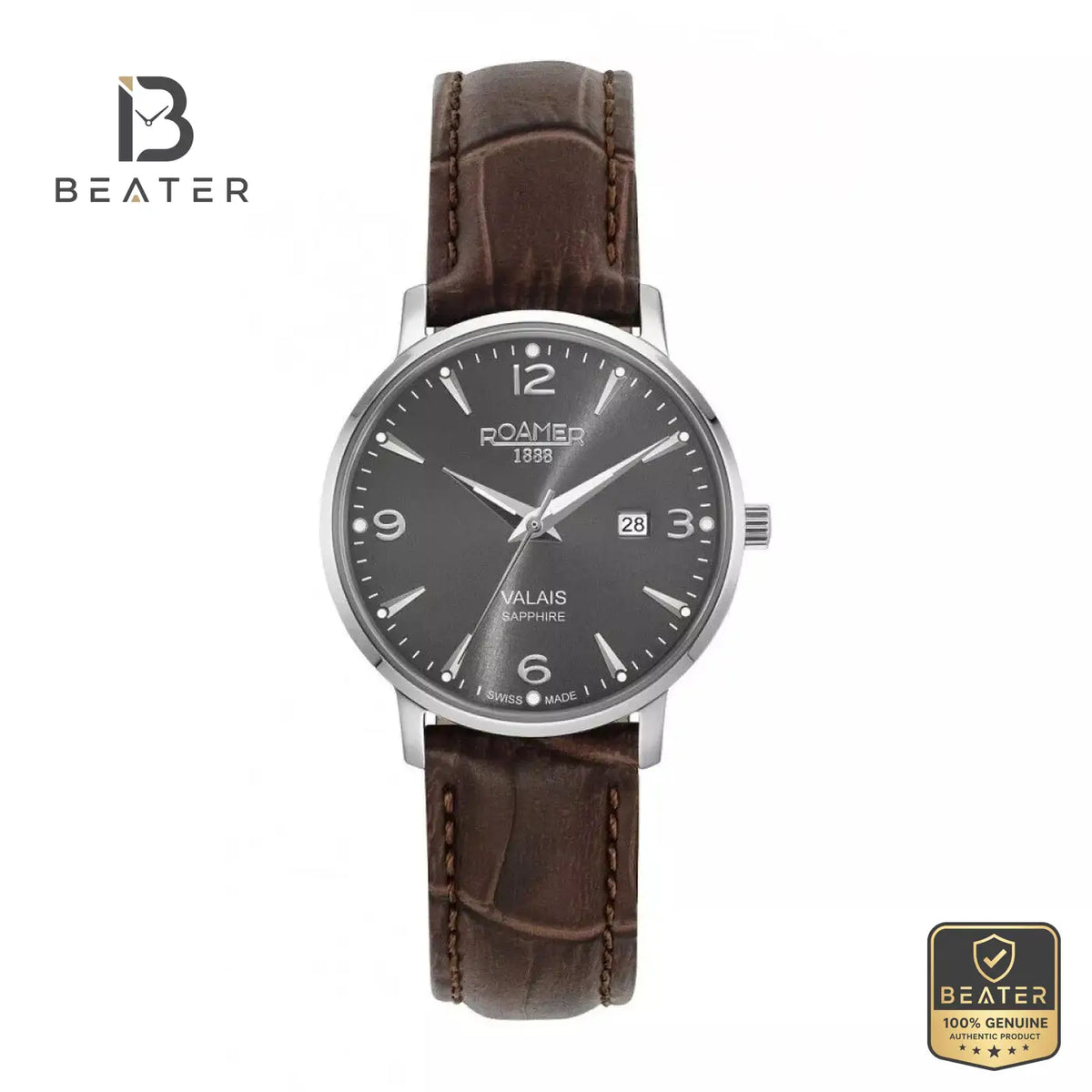 Roamer 958844 41 54 05 Women's Grey Dial Leather Strap Watch - Beater Main image
