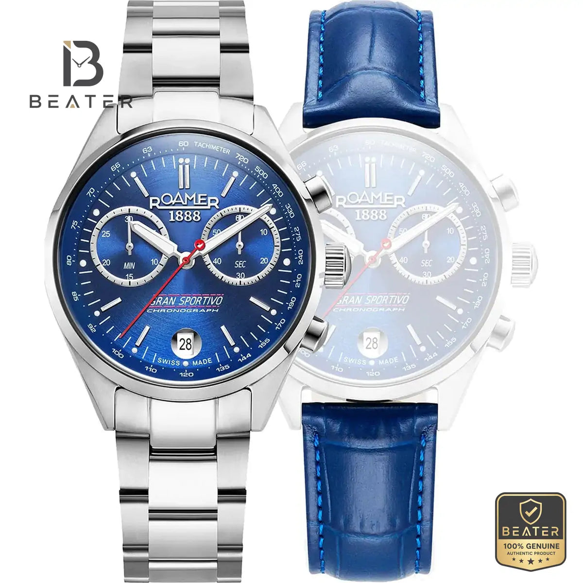 Roamer Gran Sportivo 978818.41.45.20 Men's Blue Dial Stainless Steel Bracelet Watch - Beater