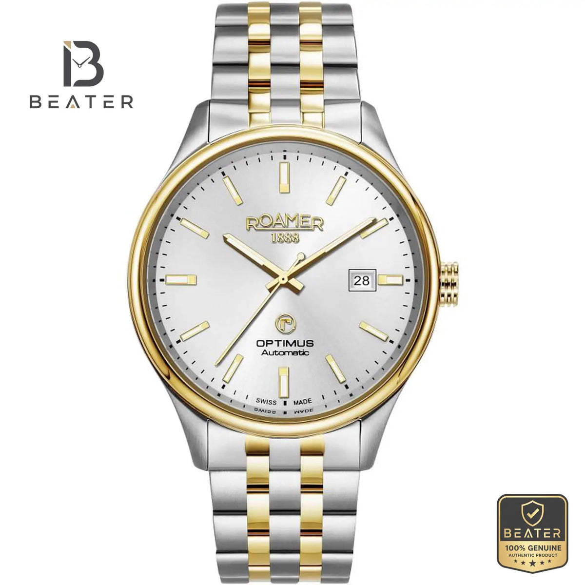 Roamer Men's Optimus Silver Dial Yellow Bracelet Watch 983983 47 15 50 - Beater Main image
