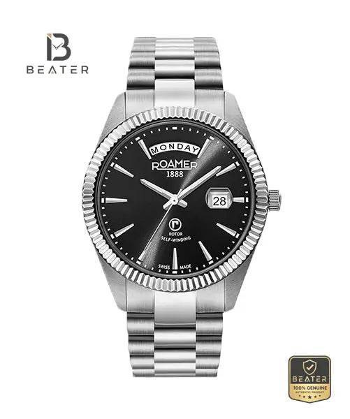 Roamer Optimus 981662 41 55 90 Men's Black Dial Stainless Steel Bracelet Watch - Beater Main image