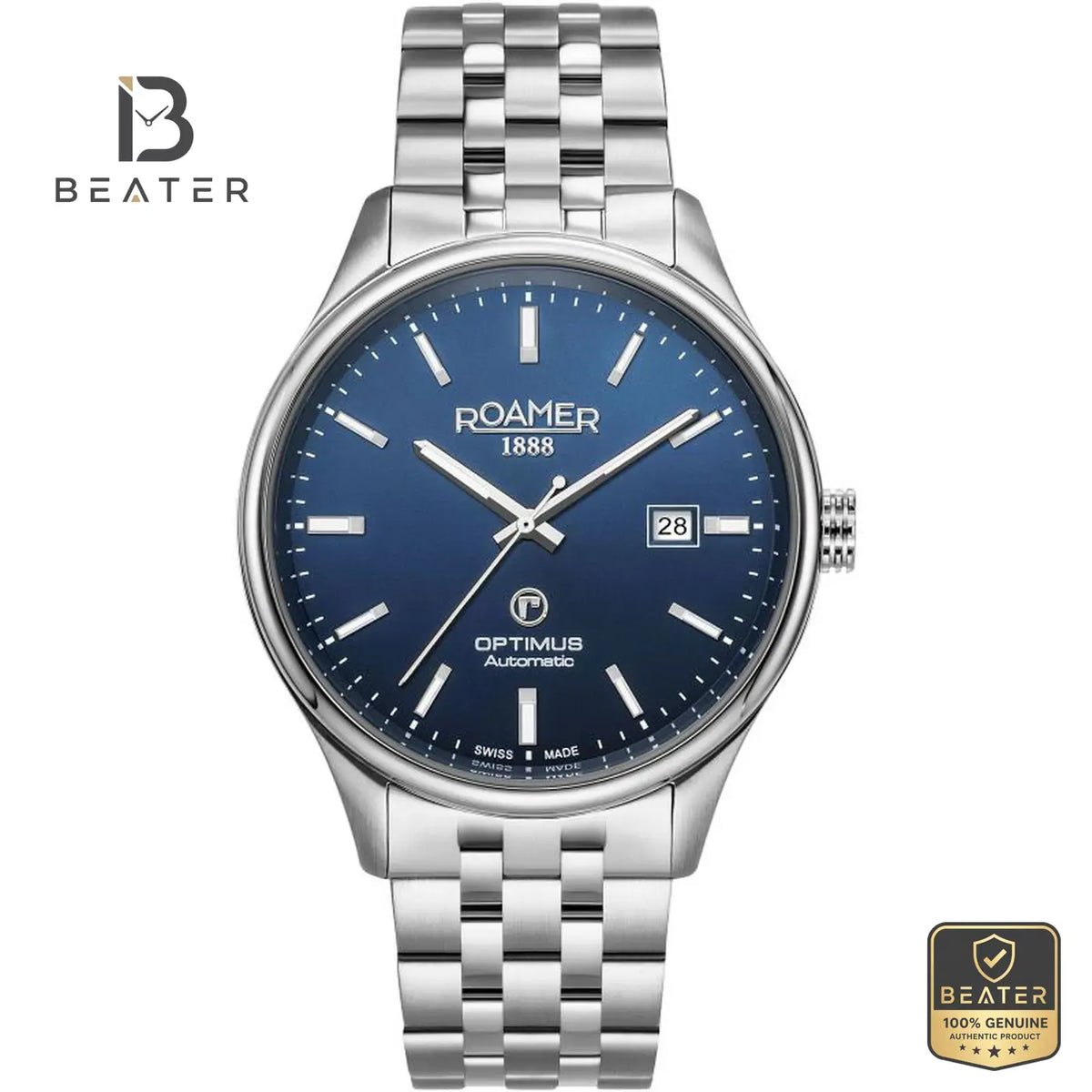 Roamer Optimus 983983 41 45 05 Men's Blue Dial Stainless Steel Bracelet Watch - Beater Main image