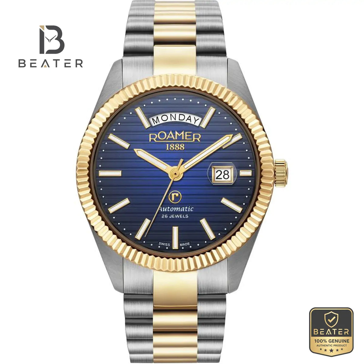 Roamer Primeline 981666 47 45 50 Men's Blue Dial Metal Bracelet Watch - Beater