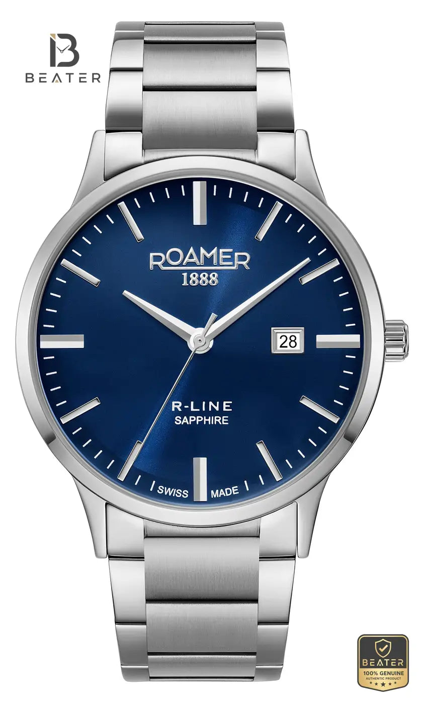 Roamer R Line Classic 718833 41 45 70 Men's Blue Dial Stainless Steel Bracelet Watch - Beater