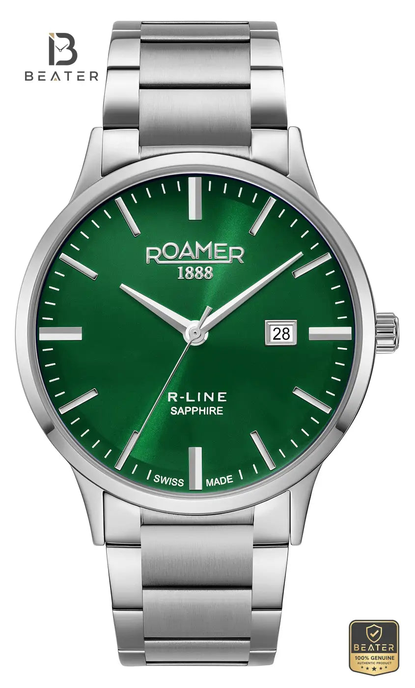 Roamer R Line Classic 718833 Men's Green Dial Stainless Steel Bracelet Watch - Beater