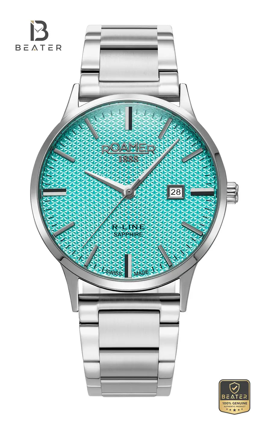 Roamer R Line Classic 718833.41.05.20 Men's Tiffany Blue Dial Stainless Steel Bracelet Watch - Beater