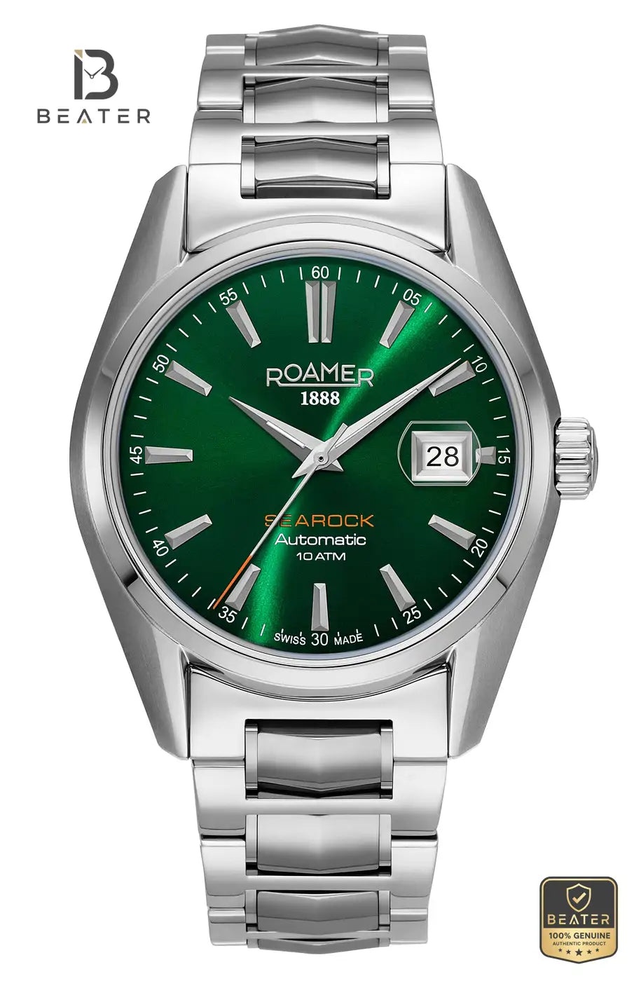 Roamer Searock Automatic 210665 Men's Green Dial Stainless Steel Bracelet Watch - Beater Main image