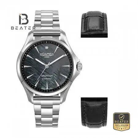 Roamer Sportivo Diamond 865847 41 80 50 Women's Black MOP Dial Stainless Steel Bracelet Watch - Beater Main image