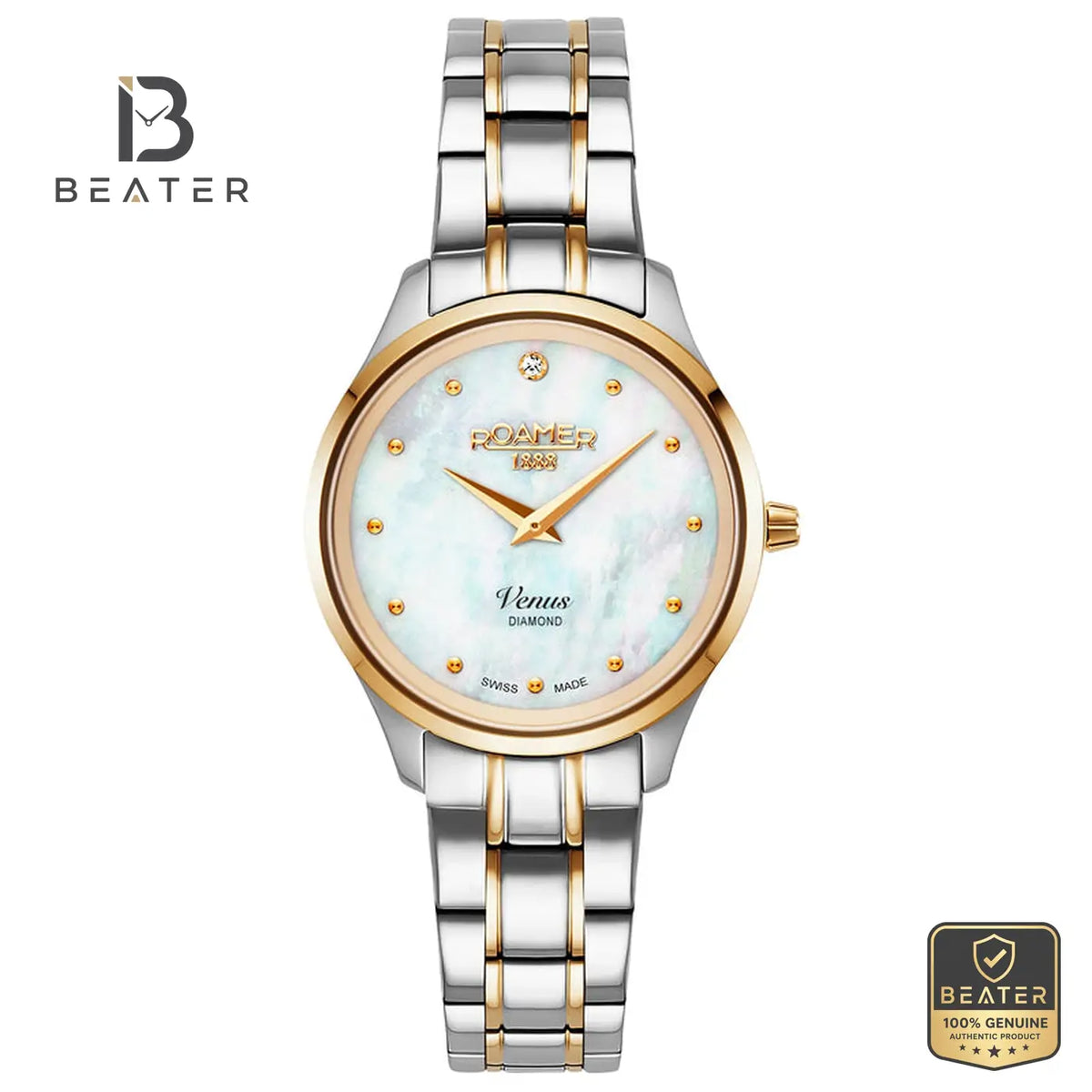Roamer Venus 601857 47 89 20 Women's White MOP Dial Stainless Steel Bracelet Watch - Beater
