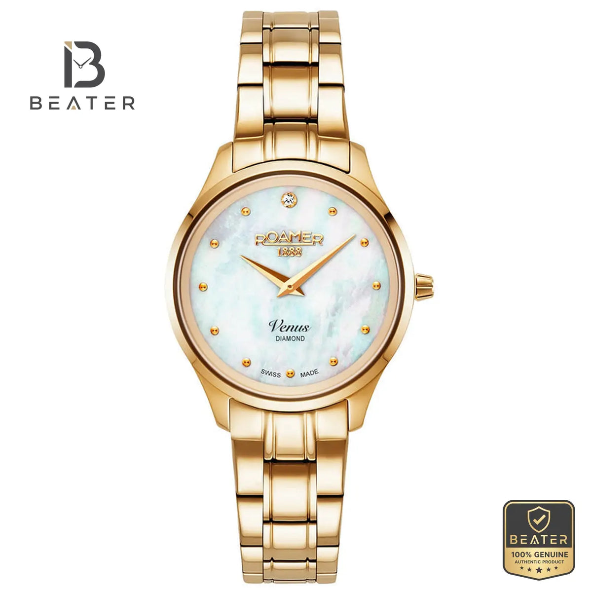 Roamer Venus 601857 Women's White MOP Dial Gold Bracelet Watch - Beater Main image