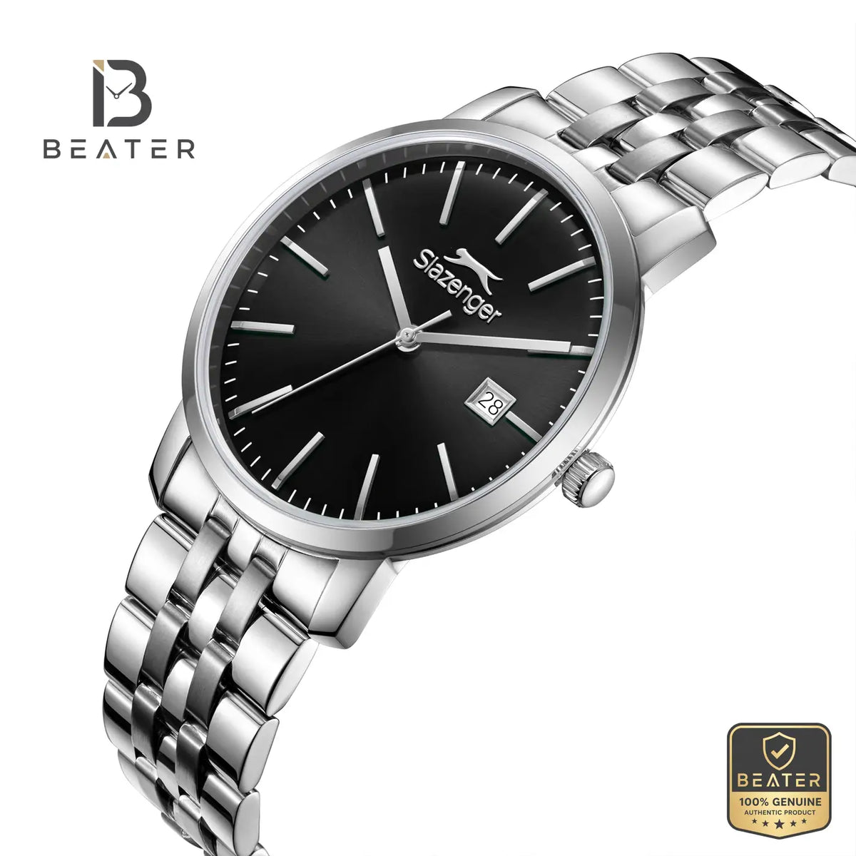 Slazenger SL.2529.1.01 Men's Gun Dial Metal Strap Watch - View 2 - Beater