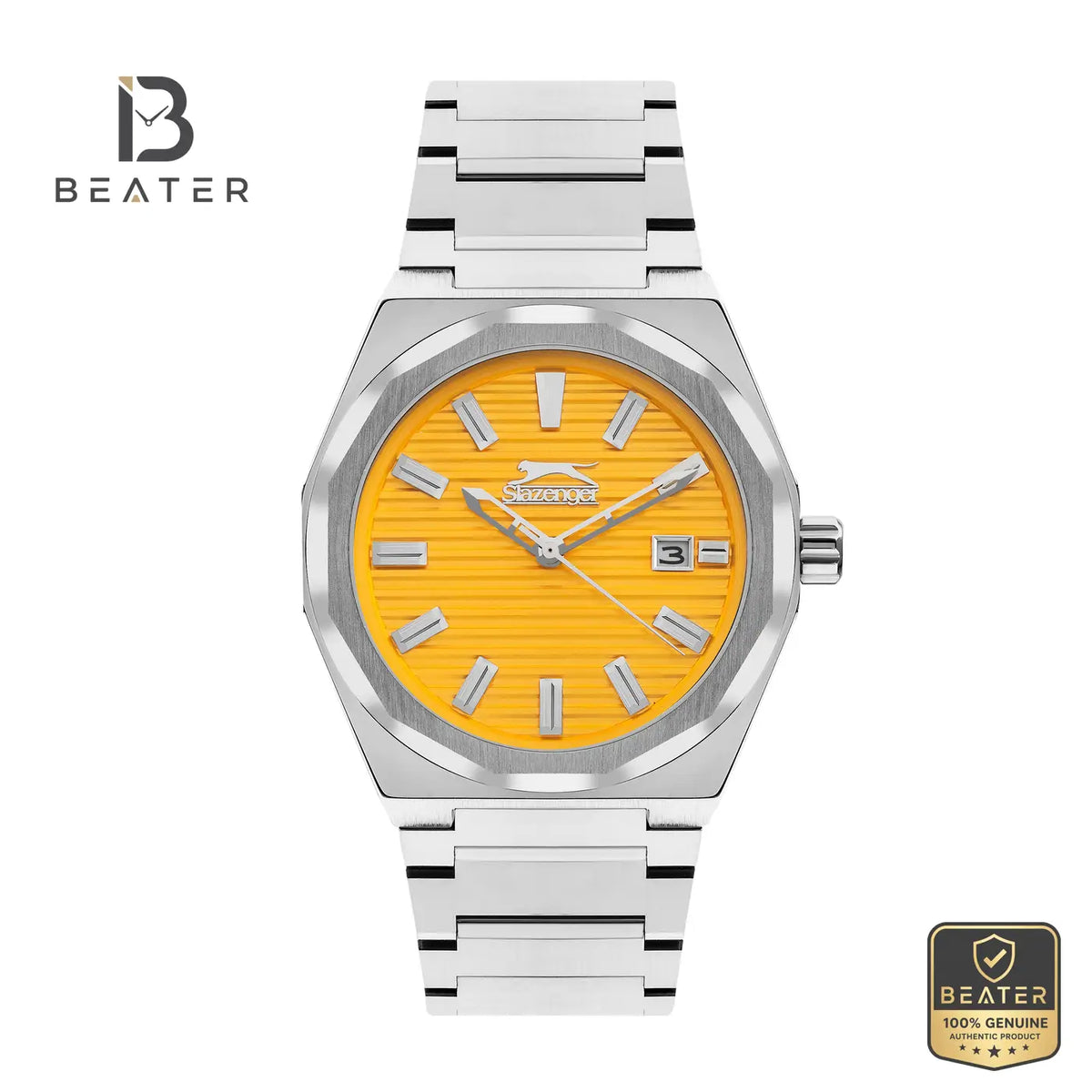 Slazenger SL.9.2143.1.06 Men's Yellow Dial Metal Strap Watch - Beater