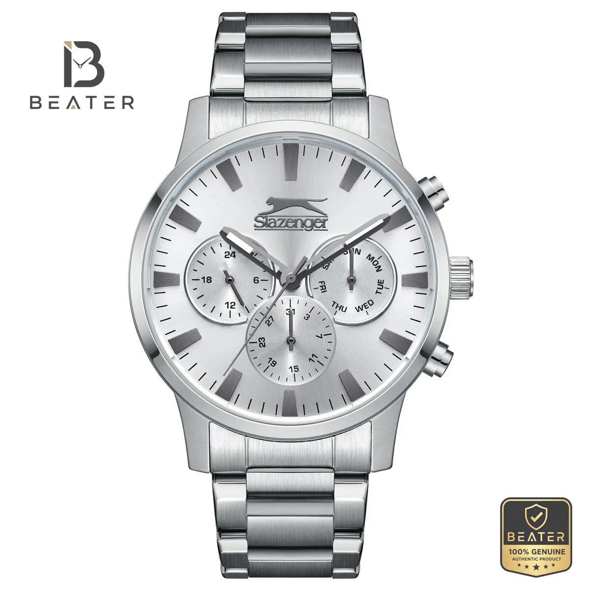 Slazenger SL.9.2356.2.01 Men's Silver Stainless Steel Bracelet Watch - Beater