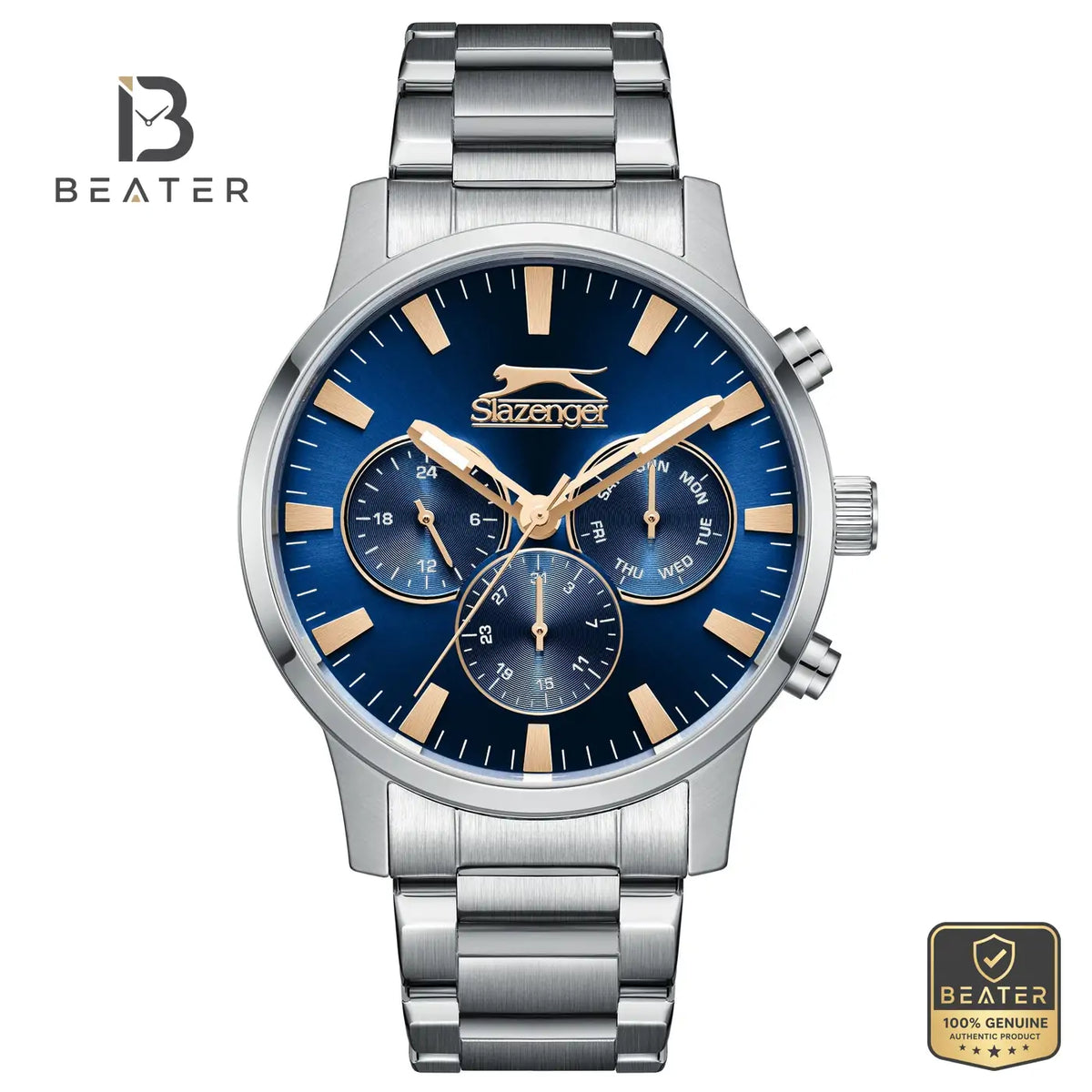 Slazenger SL.9.2356.2.02 Men's Dark Blue Stainless Steel Bracelet Watch - Beater