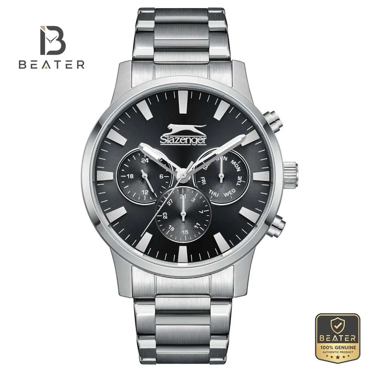 Slazenger SL.9.2356.2.03 Men's Black Dial Stainless Steel Bracelet Watch - Beater