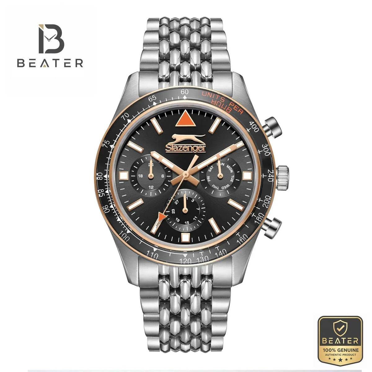 Slazenger SL.9.2360.2.02 Men's Gun Dial Metal Band Watch Front View - Beater Main image