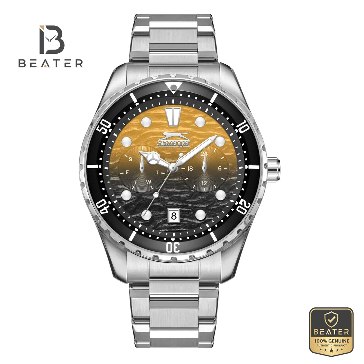 Slazenger SL.9.2366.2.05 Men's Yellow/Black Stainless Steel Bracelet Watch - Beater Main image