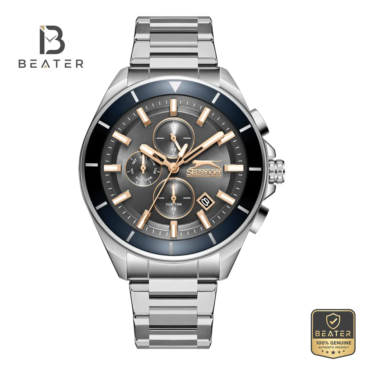 Slazenger SL.9.2393.2.03 Men's Grey Stainless Steel Bracelet Watch - Beater Main image