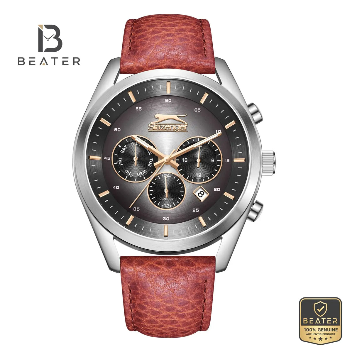 Slazenger SL.9.2395.2.05 Men's Grey Leather Strap Watch - Beater Main image