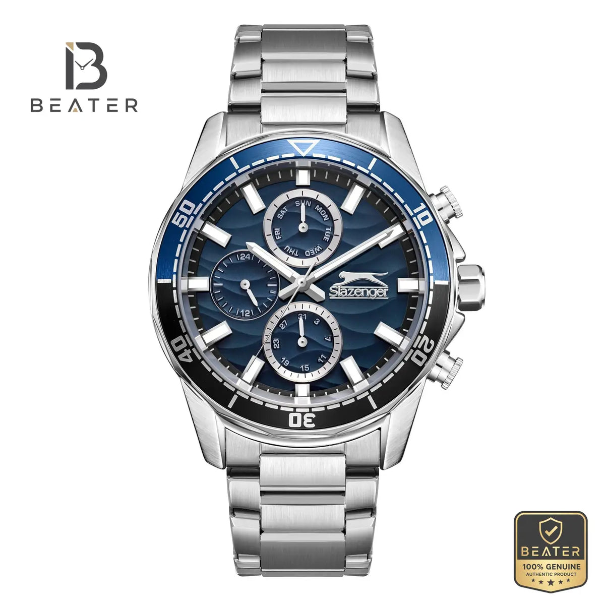 Slazenger SL.9.2396.2.01 Men's Blue Stainless Steel Bracelet Watch - Beater