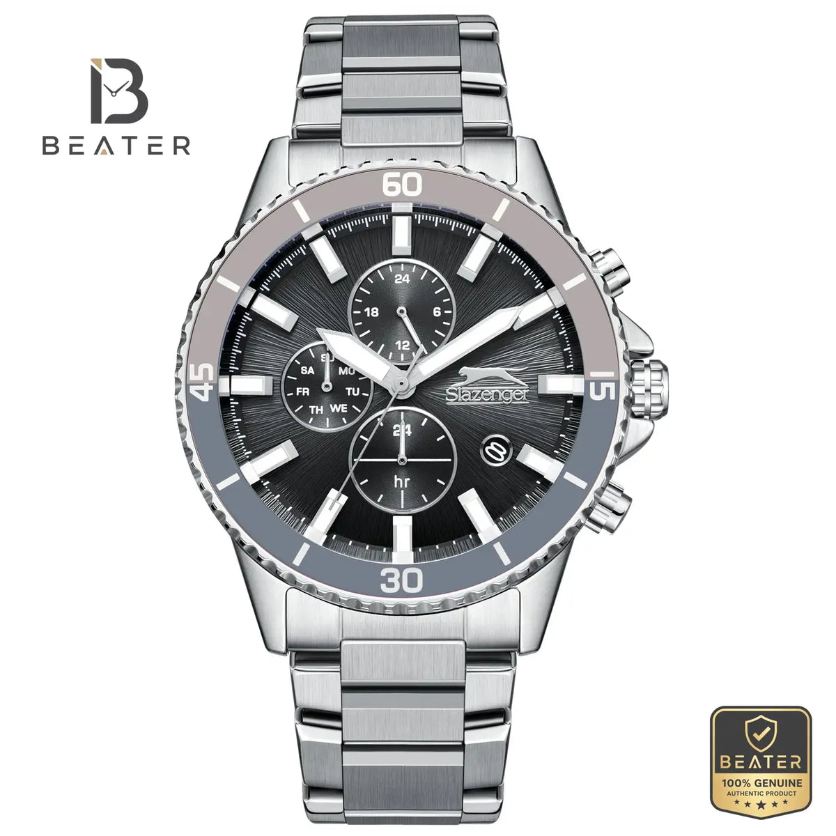 Slazenger SL.9.2410.2.06 Men's Grey Stainless Steel Bracelet Watch - Beater