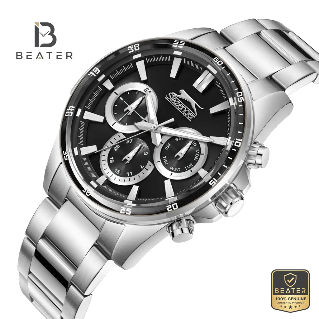 Slazenger SL.9.2456.2.02 Men's Black Dial Stainless Steel Bracelet Watch - View 2 - Beater