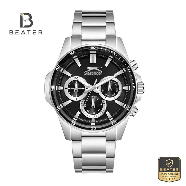Slazenger SL.9.2456.2.02 Men's Black Dial Stainless Steel Bracelet Watch - Beater