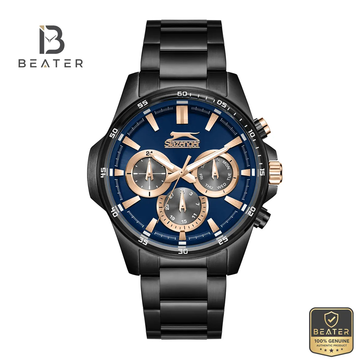 Slazenger SL.9.2456.2.06 Men's Dark Blue Gun Metal Strap Watch - Beater