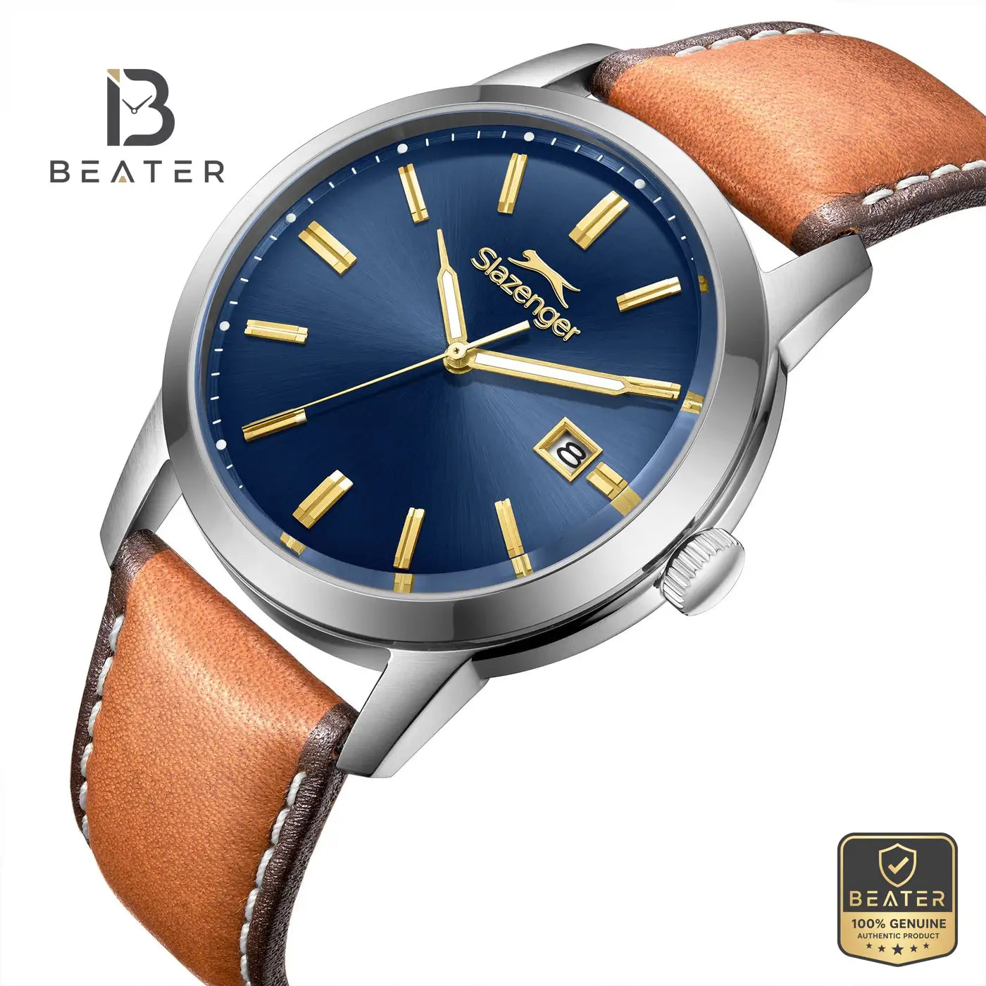 Slazenger SL.9.2496.1.02 Men's Light Brown Leather Strap Watch Secondary image