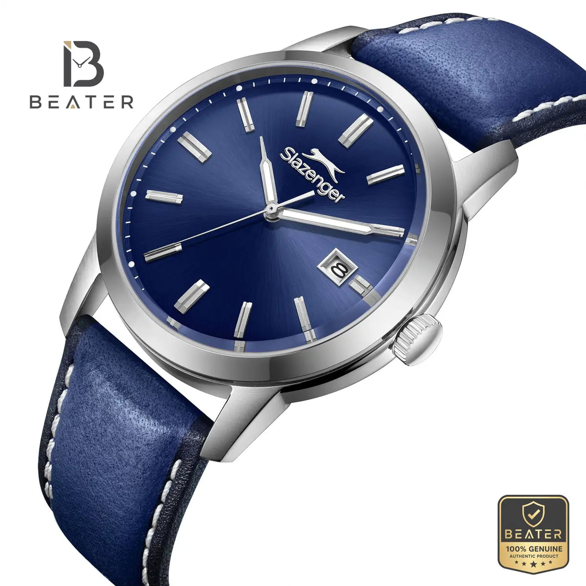 Slazenger SL.9.2496.1.06 Men's Dark Blue Leather Strap Watch - View 2 - Beater