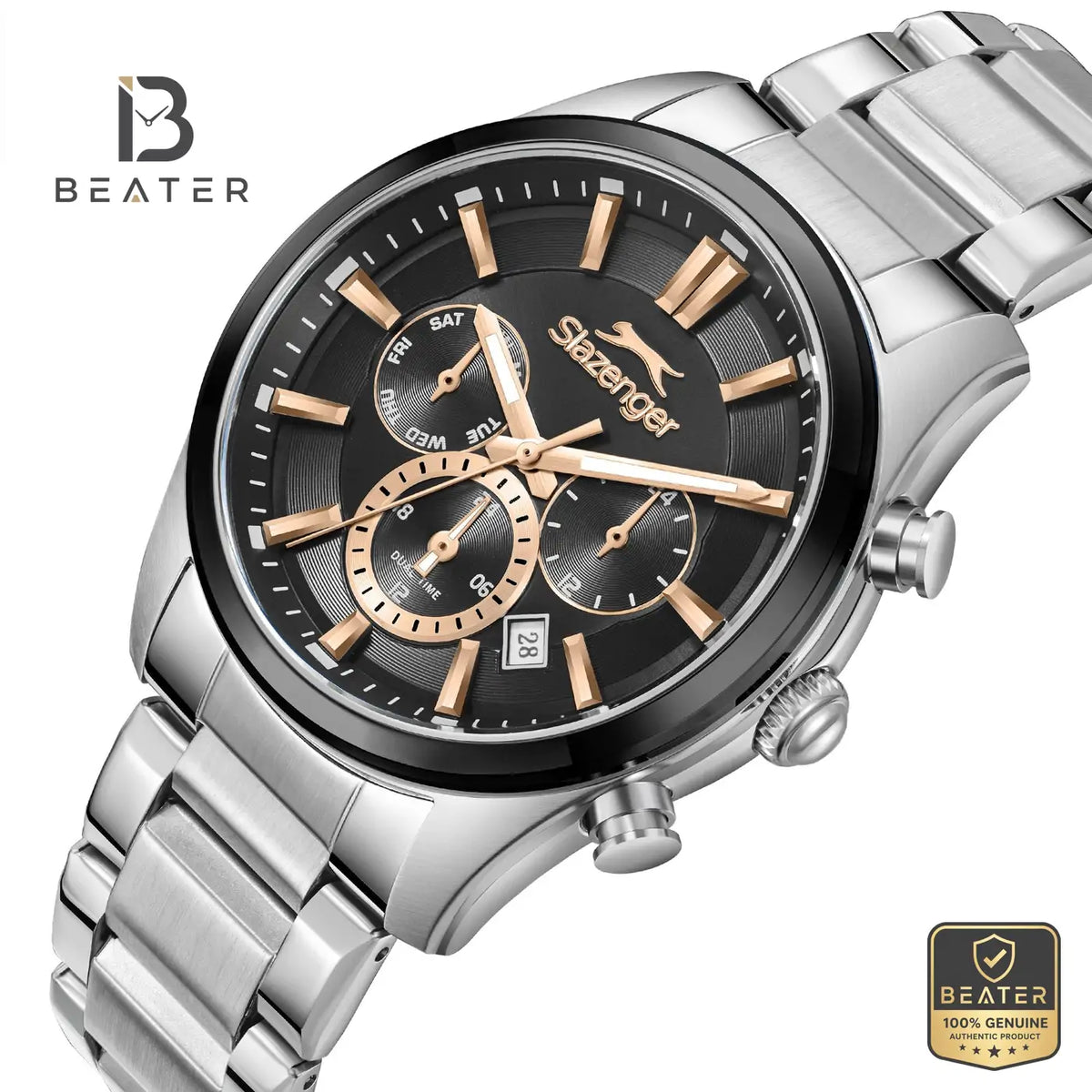 Slazenger SL.9.2498.2.01 Men's Silver Metal Strap Watch - View 2 - Beater